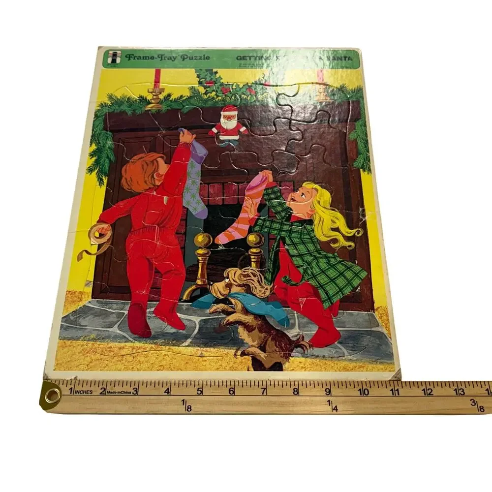 Vintage‎ Frame Tray Puzzles 1973 1992 Santa Aladdin lot of 2